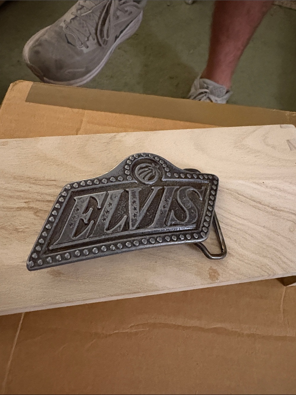 Elvis Branded Metal Belt Buckle - Dark Pewter Finish